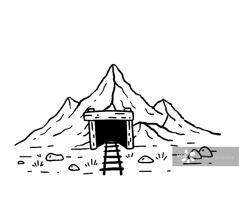 山区矿井：通往旧隧道的入口图片素材