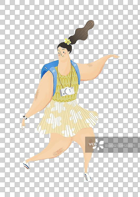 可爱少女插画元素图片素材