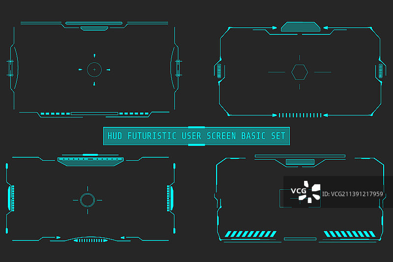 HUD未来用户虚拟屏幕元素合集图片素材