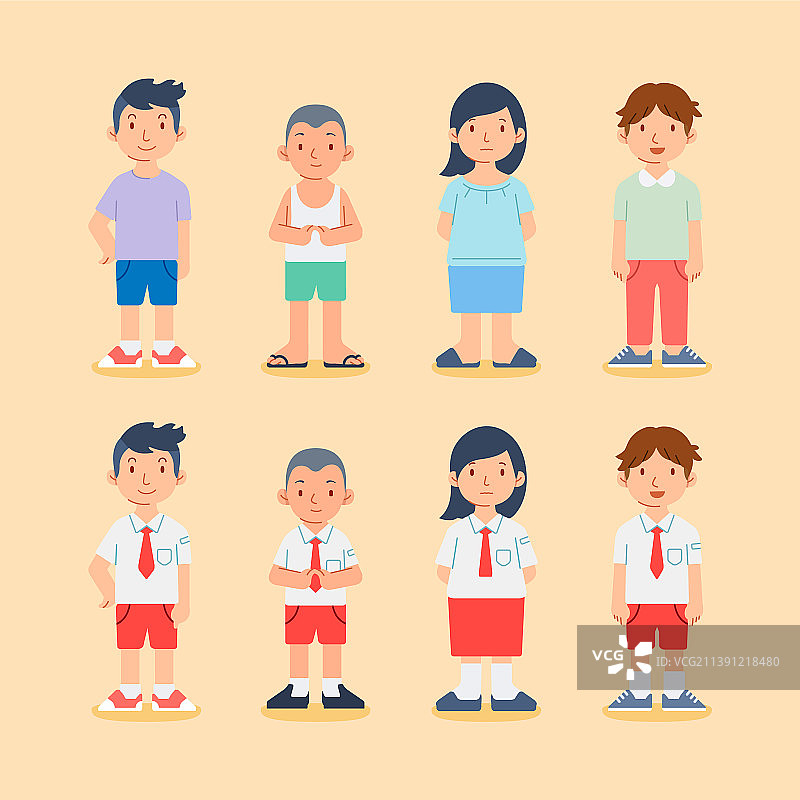 快乐站立的小学生们图片素材