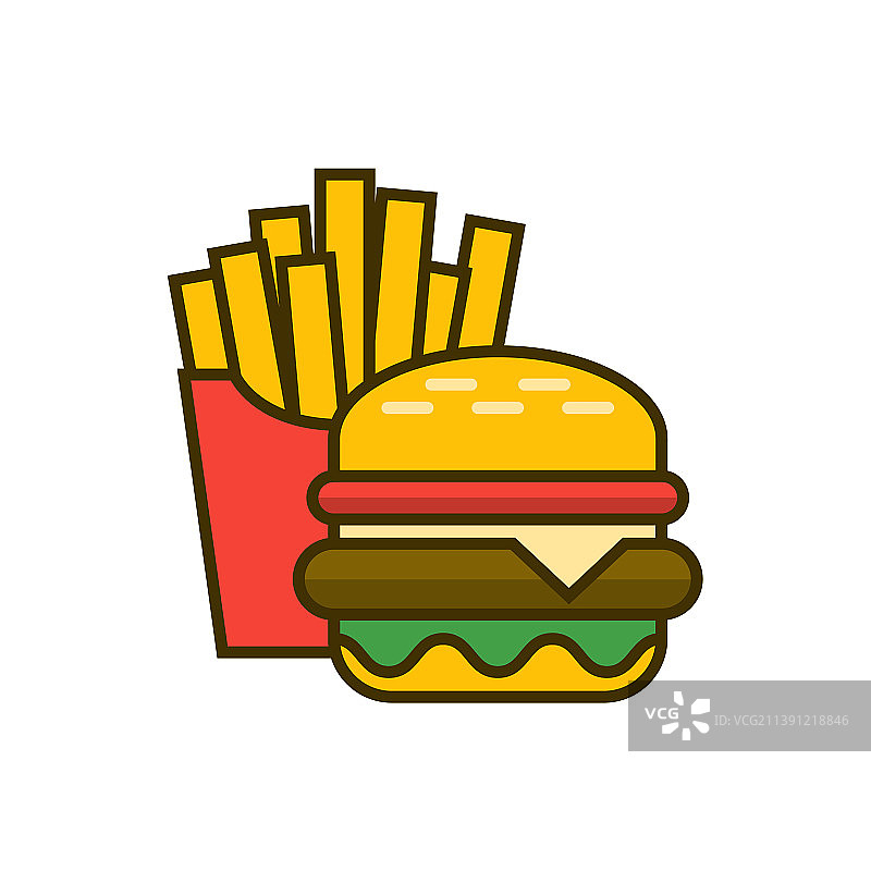带汉堡轮廓的炸薯条图标图片素材