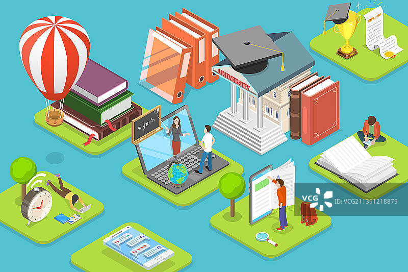 三维等距平面概念图片素材