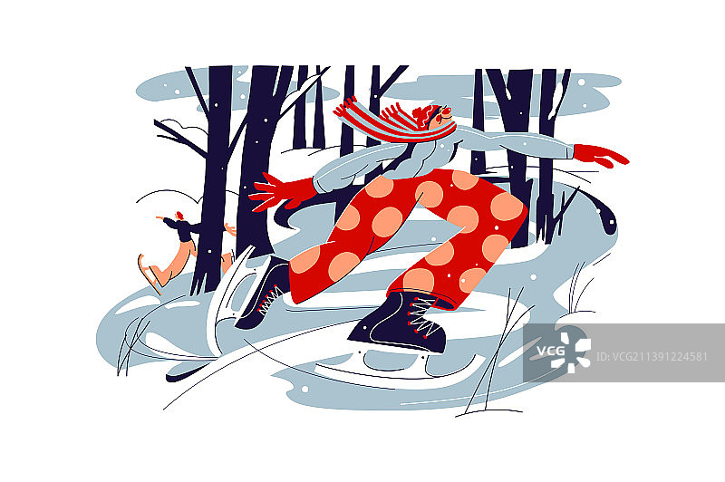 男子在溜冰场上滑冰冬季户外活动图片素材