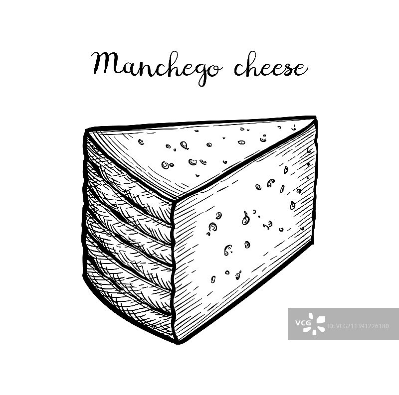 曼彻格奶酪墨水素描图片素材