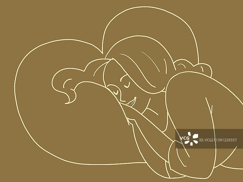 年轻女人夜晚在家中小憩图片素材