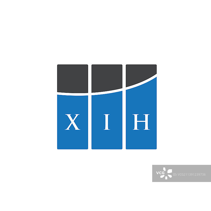 白色背景上的XHI字母标志设计图片素材