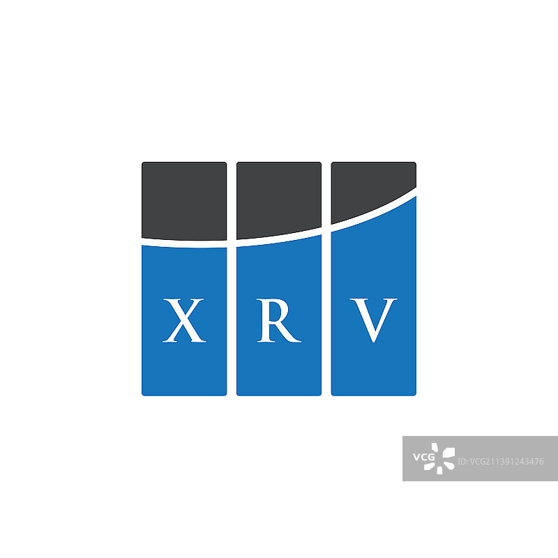 白色背景上的XRV字母标志设计图片素材