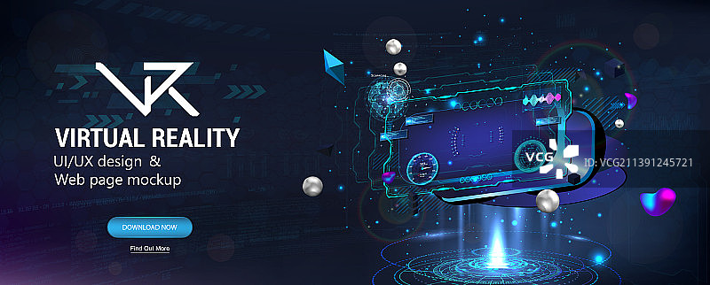 具有HUD界面的虚拟现实3D头盔图片素材