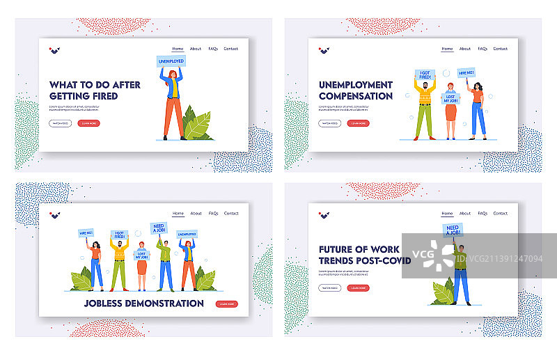 疫情后的失业人群页面图片素材
