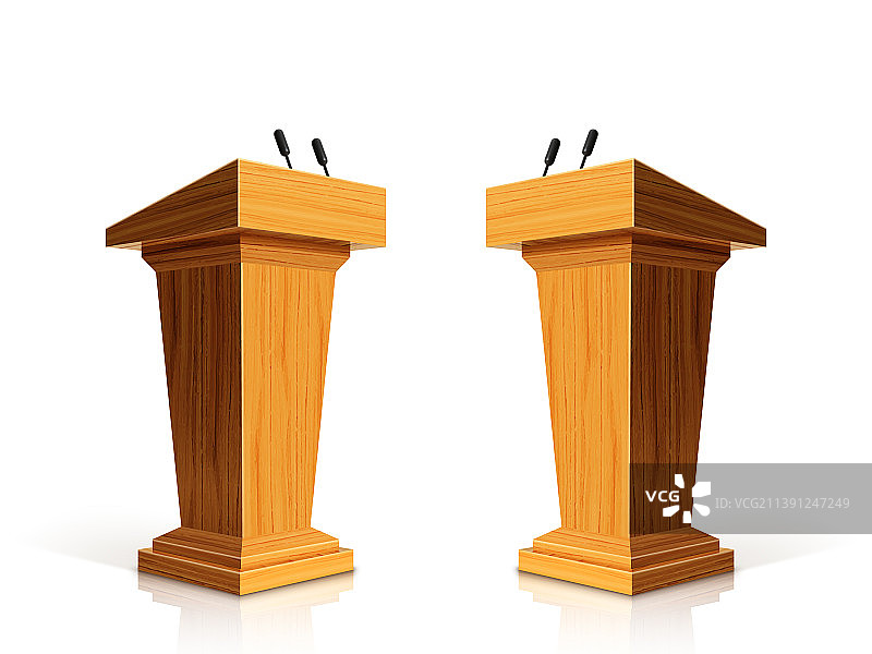 带麦克风的木制讲台图片素材