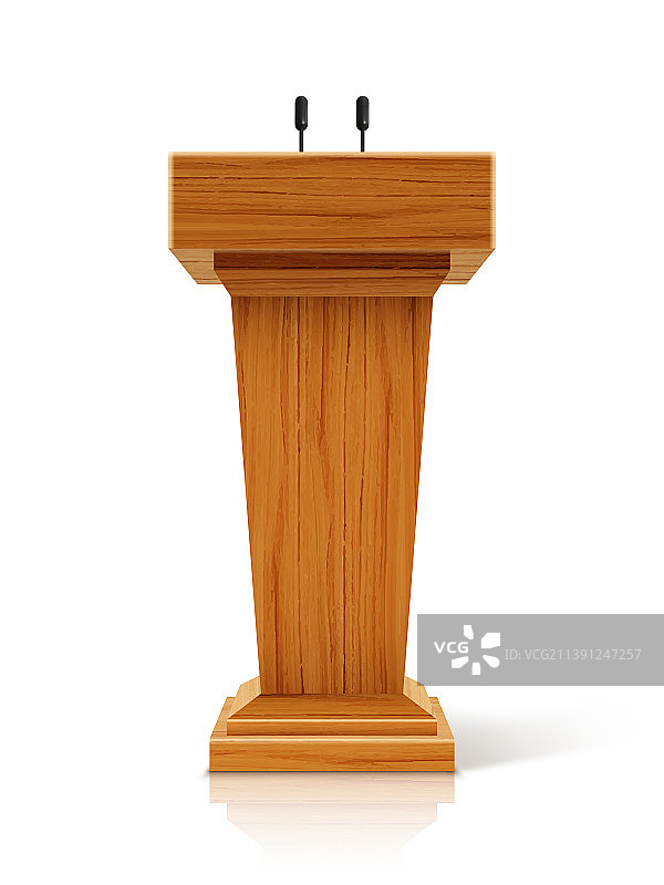 带麦克风的木制讲台图片素材