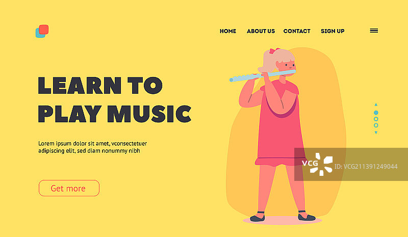 孩子学习音乐着陆页模板图片素材