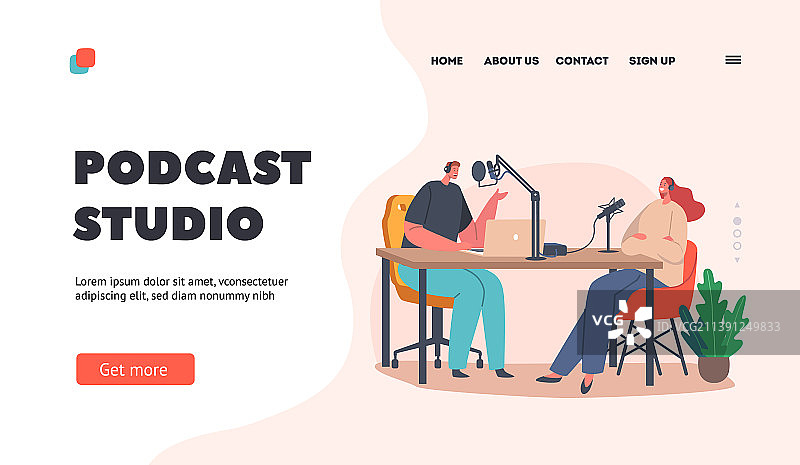 播客工作室着陆页模板（男士）图片素材