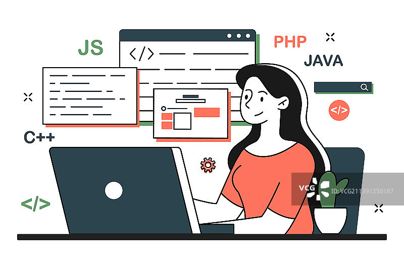 女人编写代码图片素材