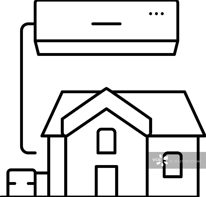住宅空调系统线性图标图片素材