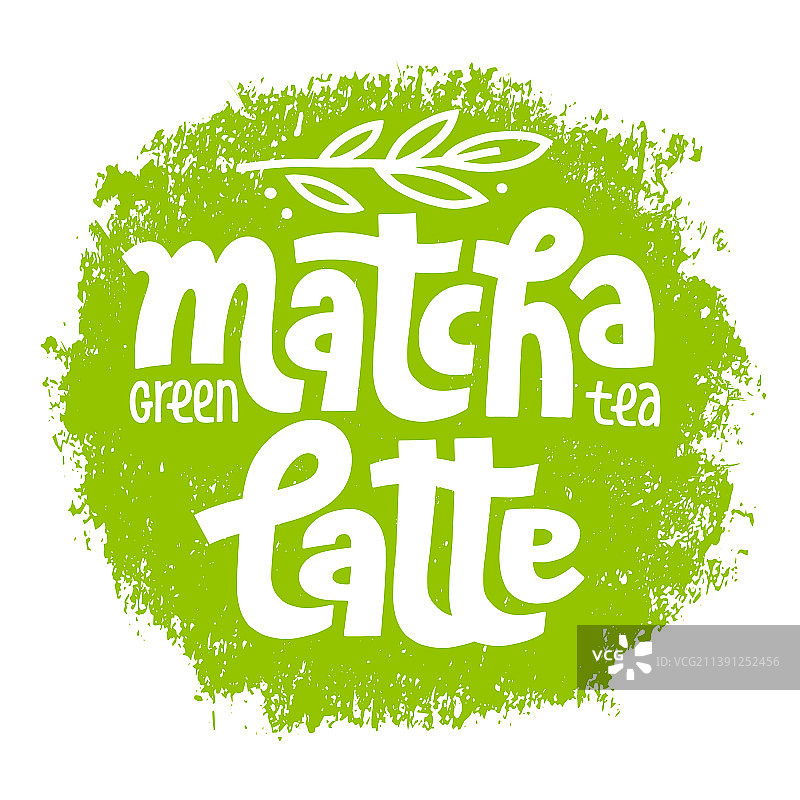 抹茶拿铁字体设计绿色背景图片素材