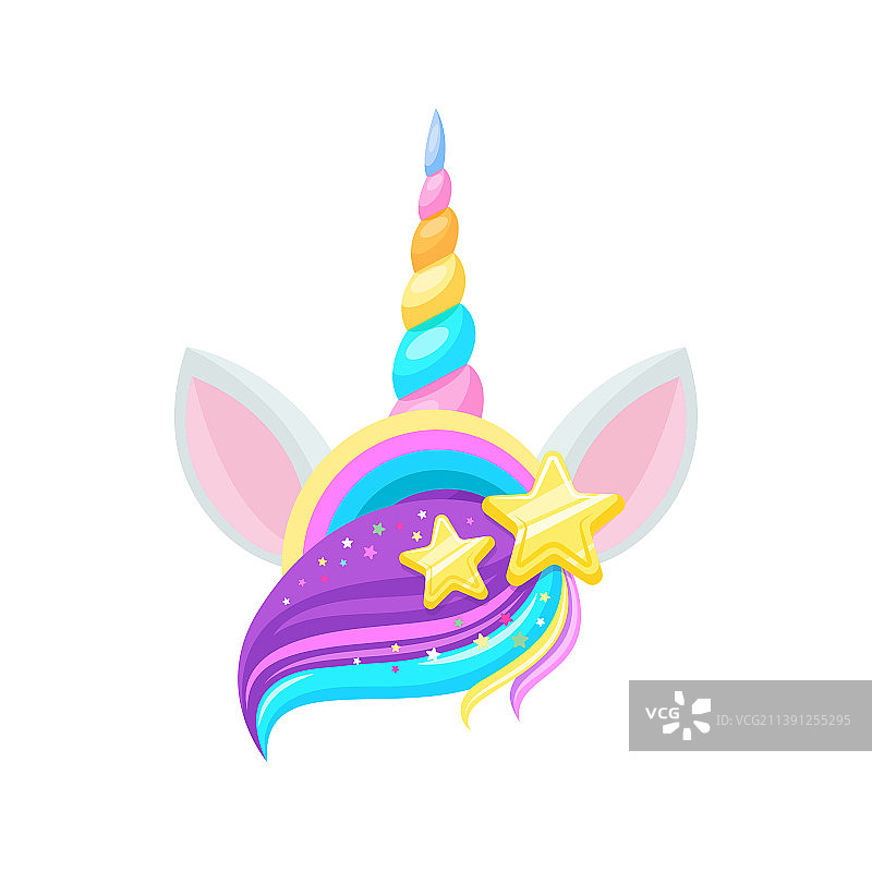 独角兽头刘海角耳星星图片素材