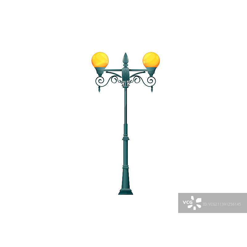 隔离的杆柱上的复古钢制灯图片素材