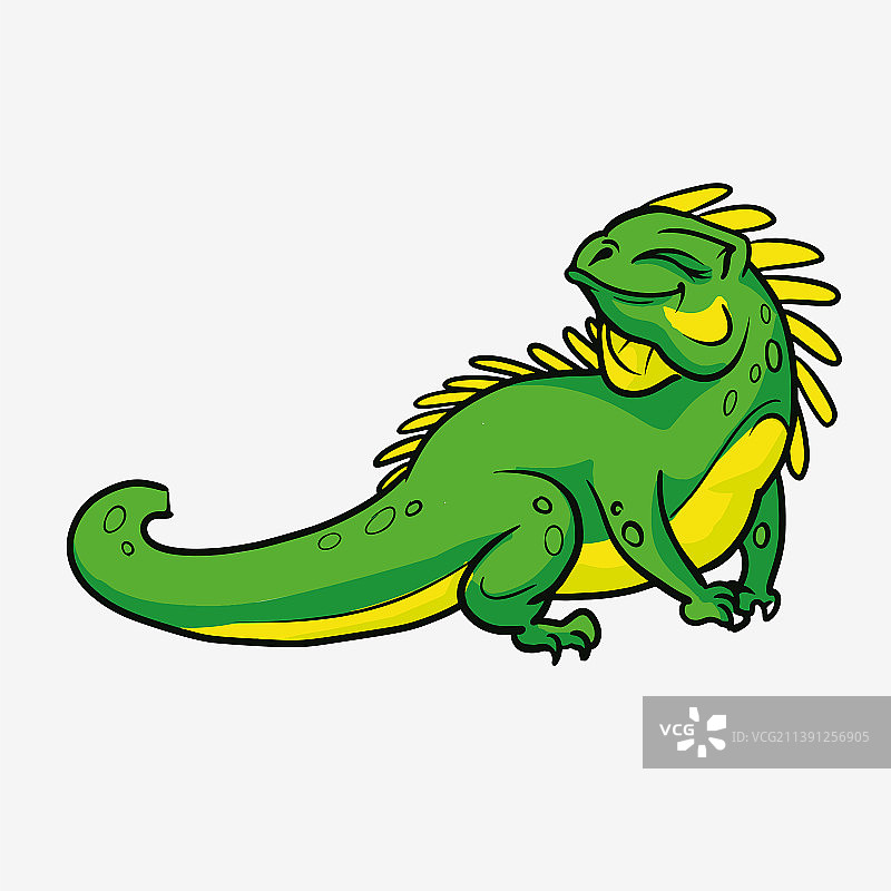 卡通绿色鬣蜥图片素材