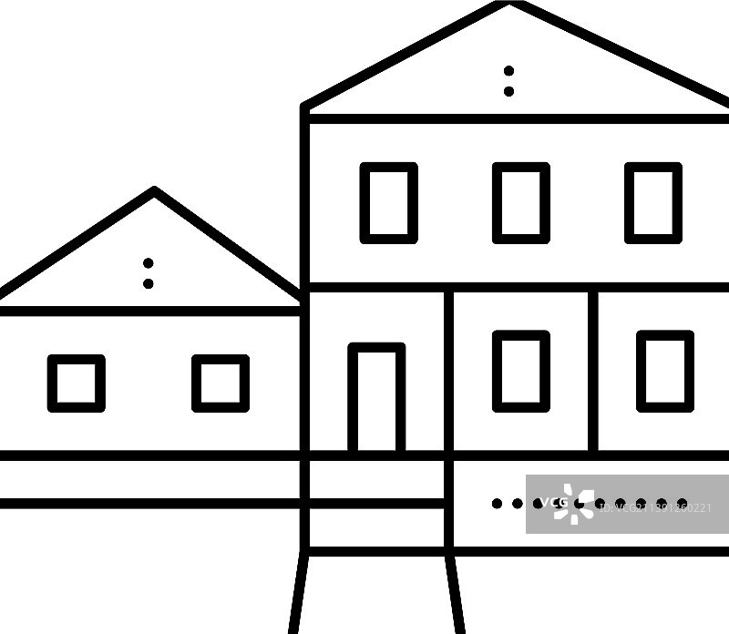 农舍建筑线性图标图片素材