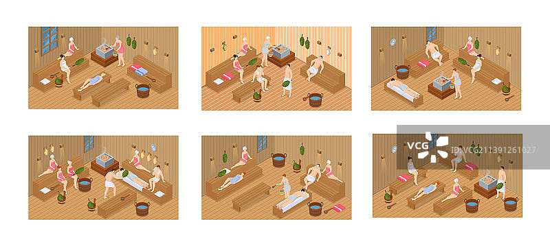 桑拿房内的人物场景图片素材