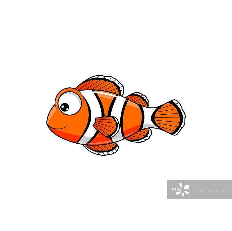 小丑鱼海葵条纹鱼卡通形象图片素材