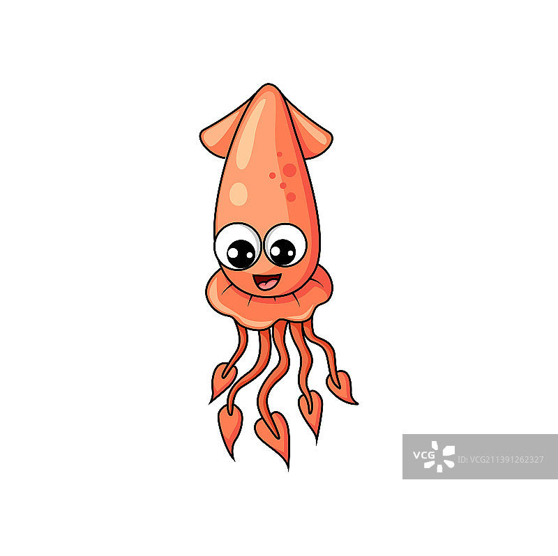 水下红色鱿鱼卡通人物图片素材