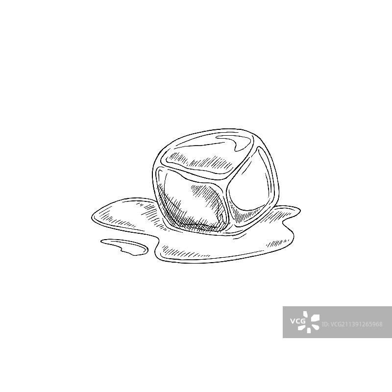 冰块融化水坑素描图片素材