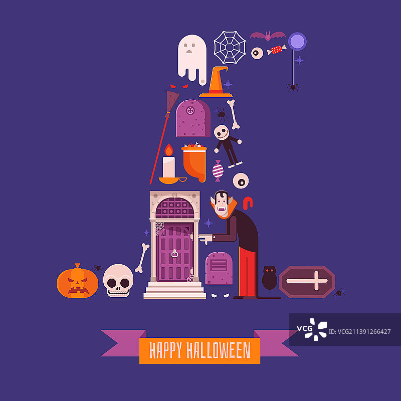 万圣节之夜印刷或贺卡设计图片素材