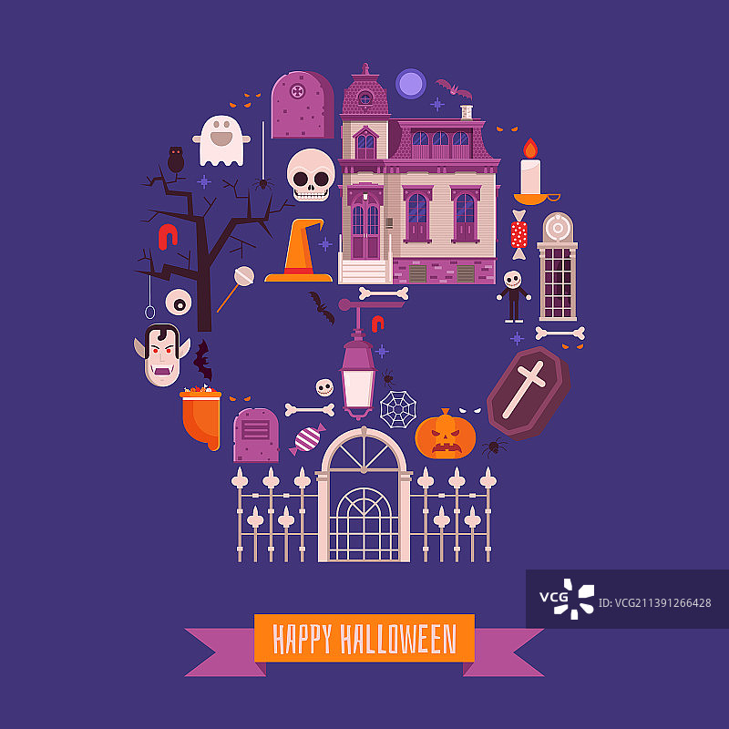 万圣节之夜印刷或贺卡设计图片素材