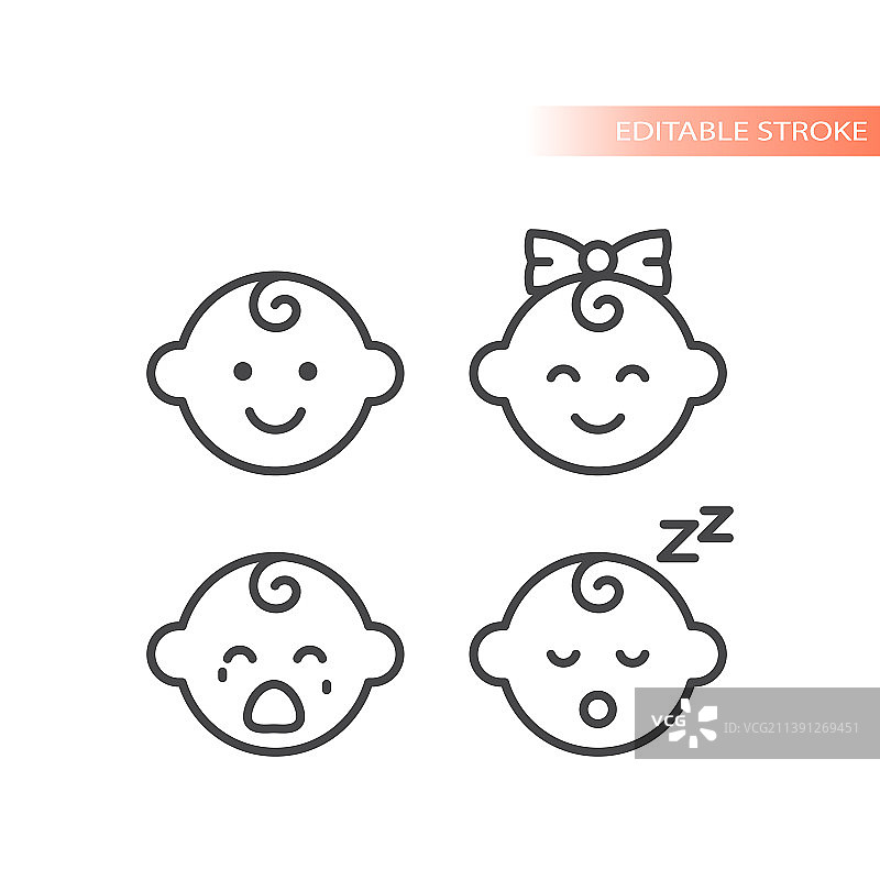 男婴女婴线条图标图片素材