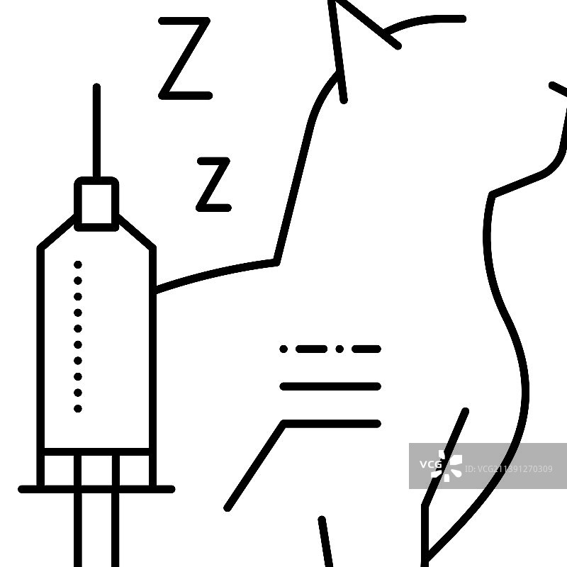 麻醉猫咪线性图标图片素材