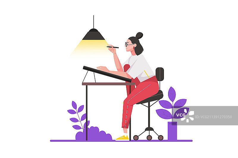 扁平风格的创意工作者概念图片素材