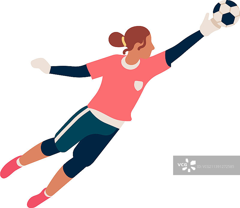 守门员尝试在球门中接球图片素材