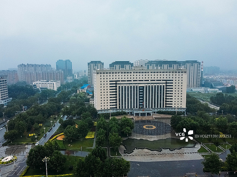 霸州市 华夏民间收藏馆 益津中路 霸州一中 航拍图片素材