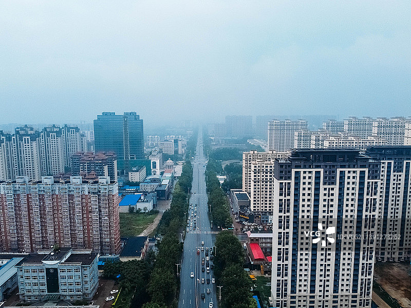 霸州市 华夏民间收藏馆 益津中路 霸州一中 航拍图片素材