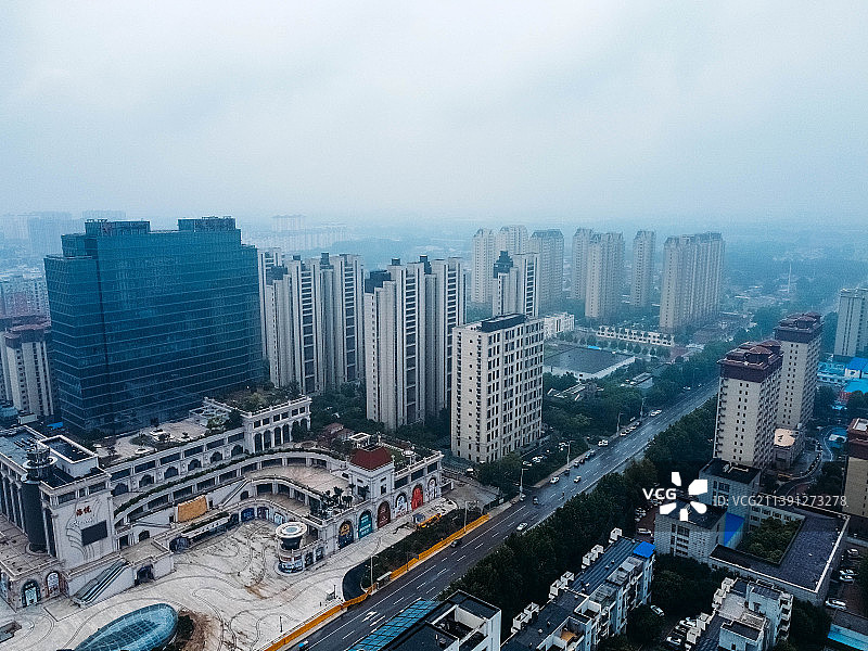 霸州市 华夏民间收藏馆 益津中路 霸州一中 航拍图片素材