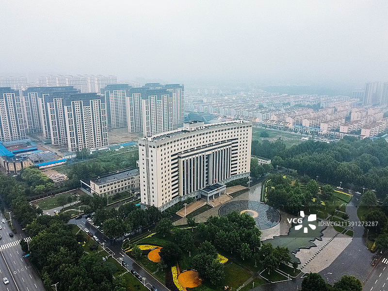 霸州市 华夏民间收藏馆 益津中路 霸州一中 航拍图片素材