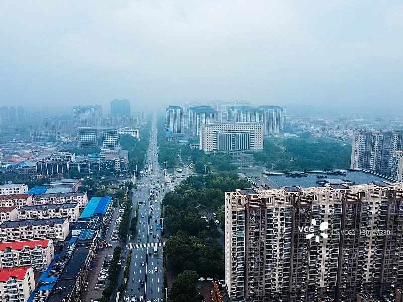 霸州市 华夏民间收藏馆 益津中路 霸州一中 航拍图片素材