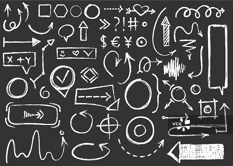 黑板上的粉笔箭头和线条图片素材