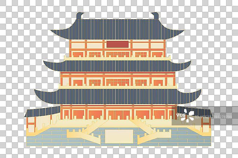 湖南长沙杜甫江阁插画素材图片素材