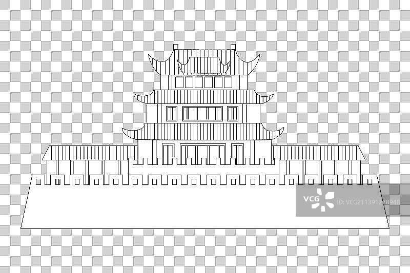 湖南长沙天心阁线条插画素材图片素材