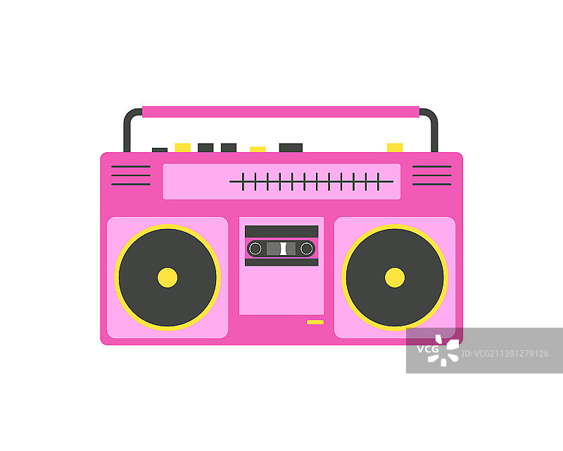 90年代扁平风格的老式收音机图片素材