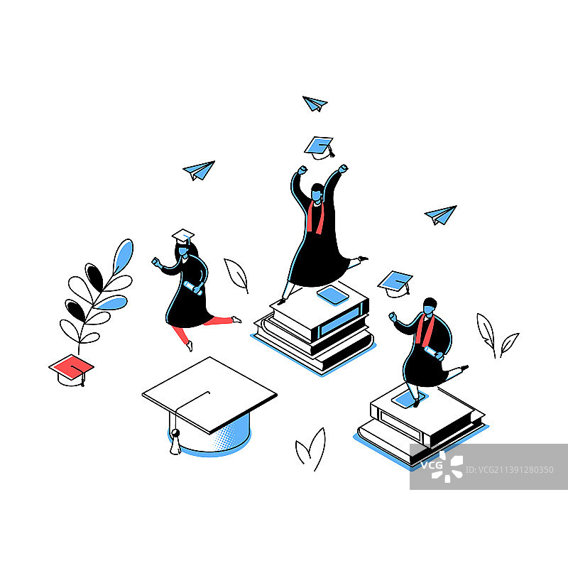 现代线条等距毕业概念设计图片素材