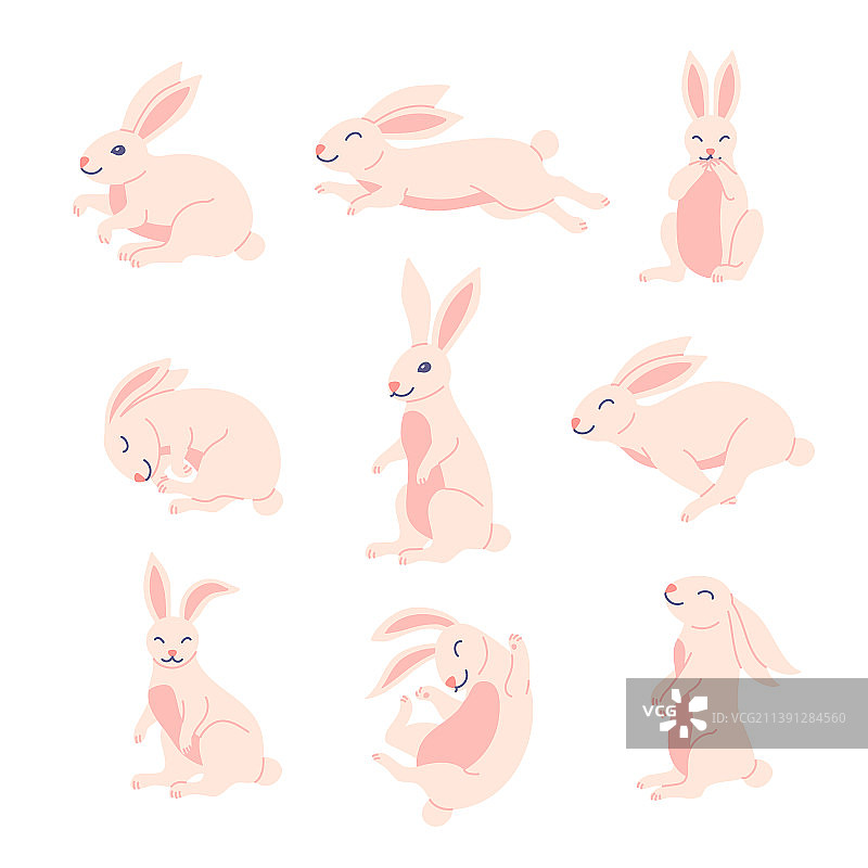 卡通彩色月兔套装图片素材