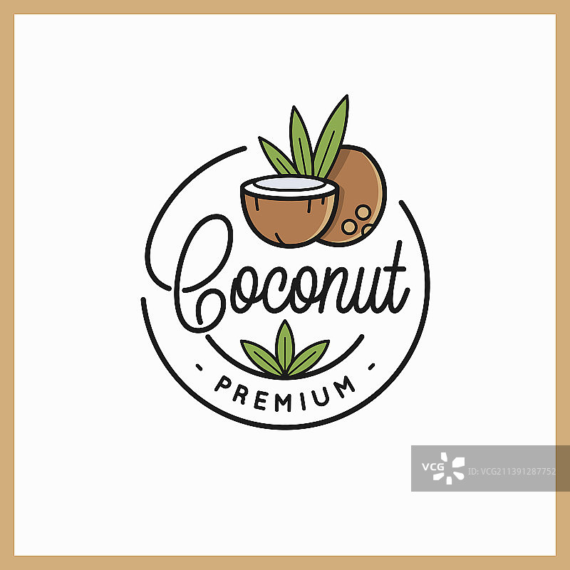椰子logo（圆形切片线条）图片素材