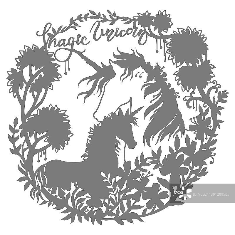 剪纸独角兽模板1图片素材