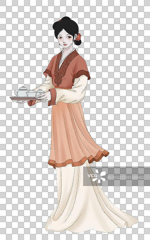 中国风古代仕女图插画图片素材