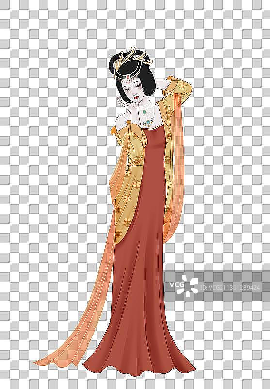 中国风古代仕女图插画图片素材