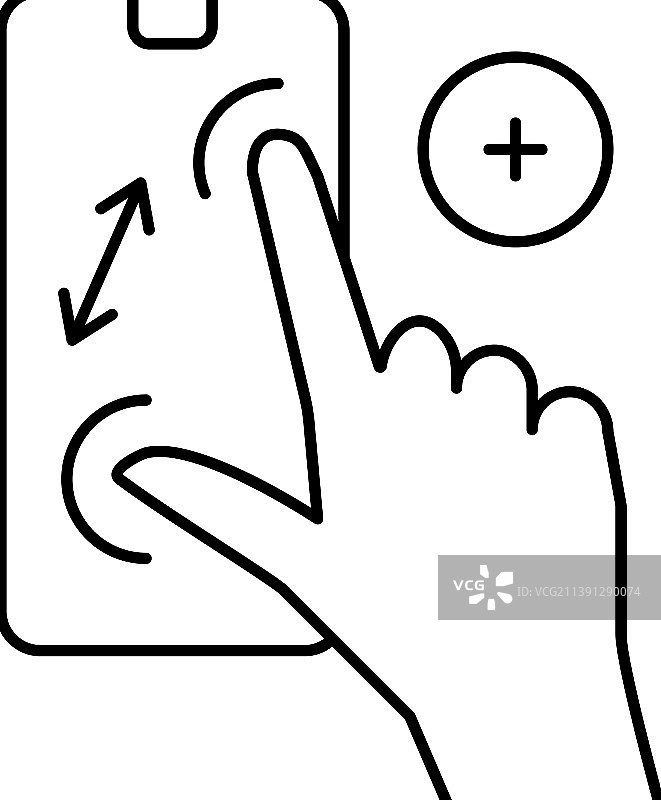 手机屏幕放大手势线性图标图片素材